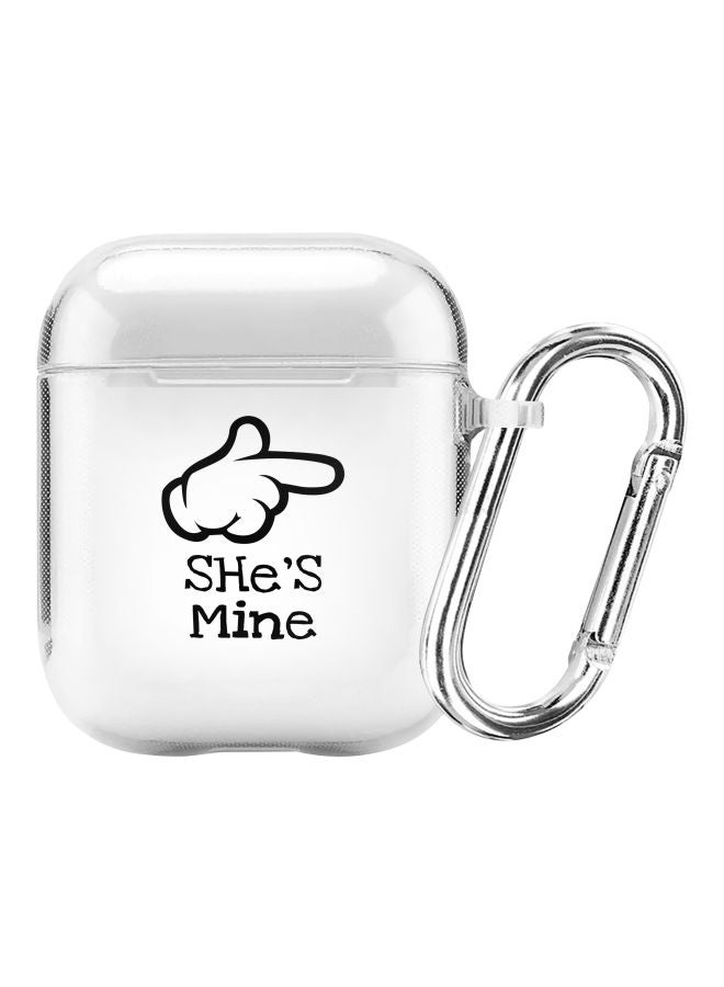 Stylizedd Classic Clear Series She's Mine Printed Case Cover With Carabiner For Apple AirPods 2/1 Clear/Black - Image 1