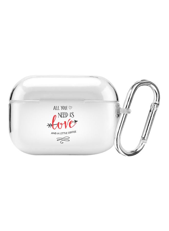 Stylizedd - Classic Series All You Need Is A Little Love Printed Protective Case With Carabiner For Apple AirPods Pro Clear/Red/Black - Image 1