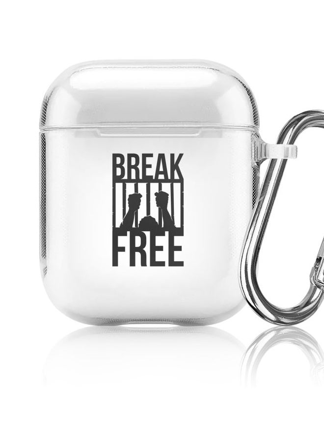 Stylizedd Break Free Printed Protective Cover With Carabiner For Apple AirPods 2/1 Clear/Black - Image 5