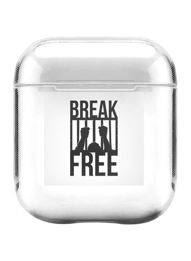 Stylizedd Break Free Printed Protective Cover With Carabiner For Apple AirPods 2/1 Clear/Black - Image 1