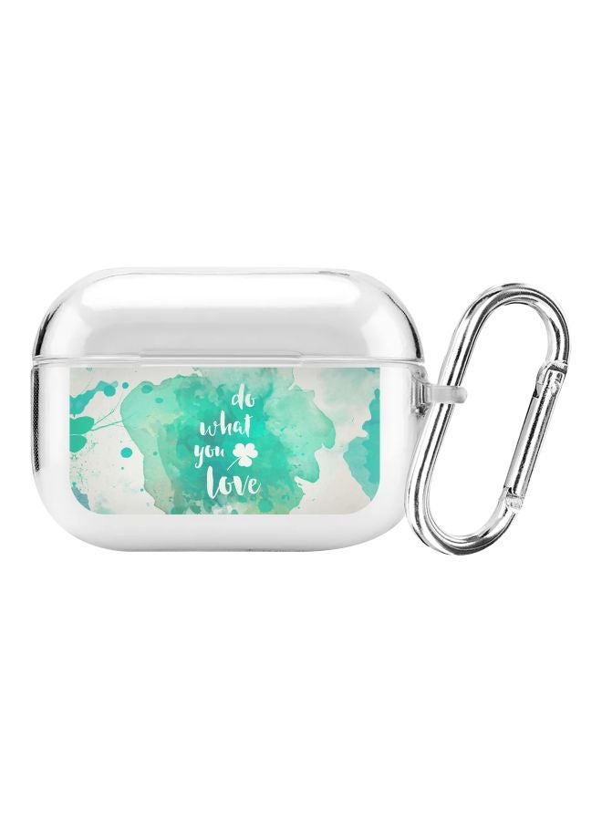 Stylizedd Classic Series Do What You Love Printed Case Cover With Carabiner For Apple AirPods Pro Clear/Green - Image 1