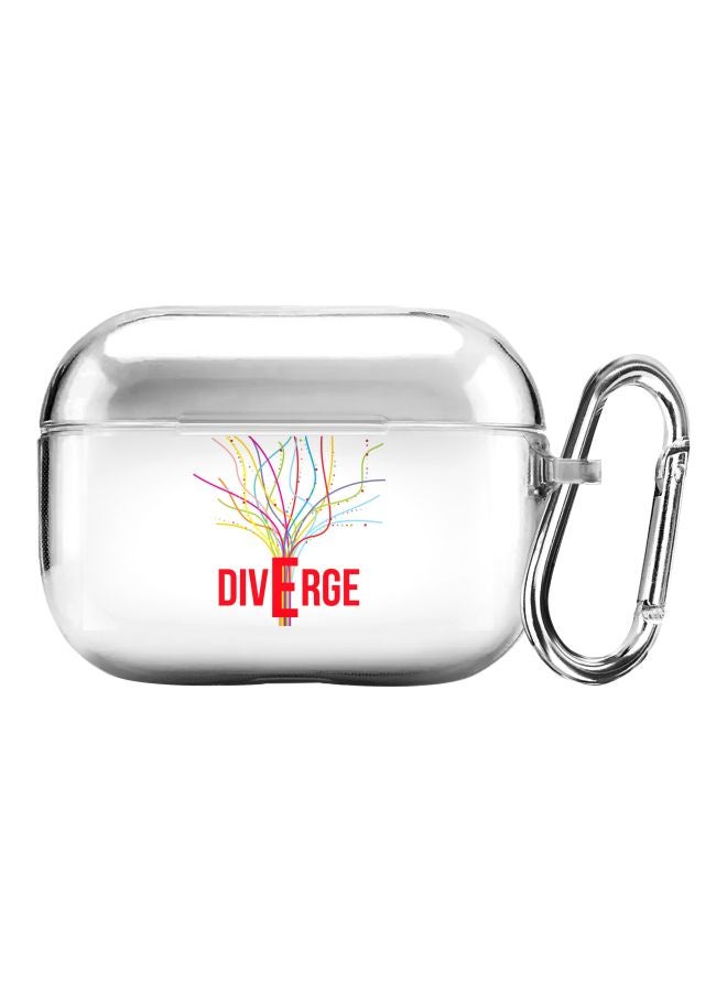 ستايلايزد غطاء حماية من سلسلة كلاسيك بطبعة "Diverge" مع حلقة تعليق معدنية لسماعات أبل آيربودز برو شفاف/ أحمر/ أصفر - Image 1
