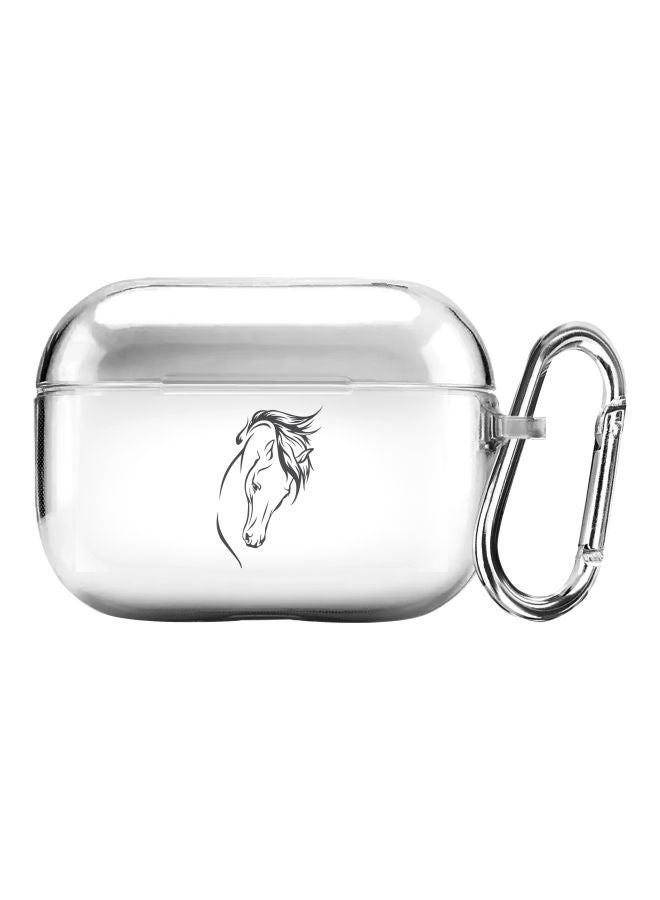 Stylizedd - Arabstallion Strut Printed Cover With Carabiner For Apple AirPods Pro Clear/Black - Image 1