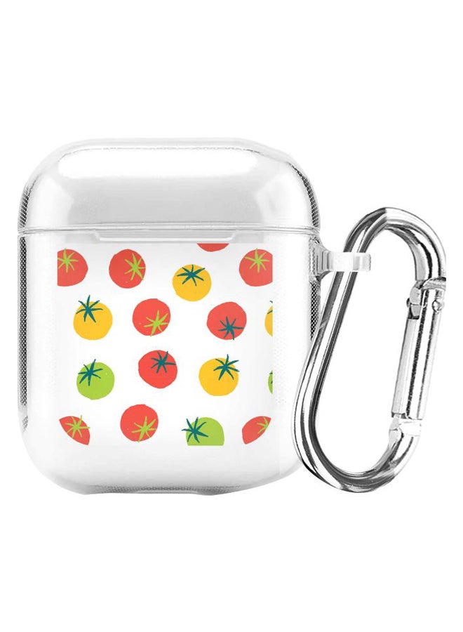 Stylizedd Classic Series Different Tomatoes Printed Case With Carabiner For Apple AirPods 2/1 Clear/Green/Red  - Image 1