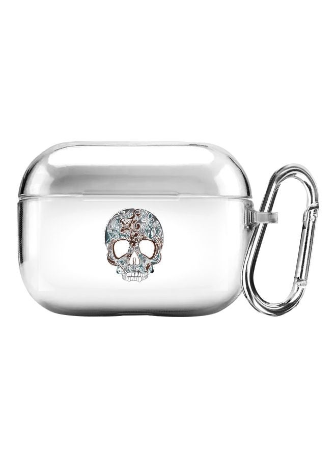 Stylizedd Classic Series Skully Tattoo Printed Case Cover With Carabiner For Apple AirPods Pro Clear/Brown/Blue  - Image 1