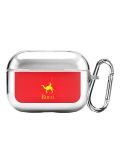 Classic Series Bolo  Red Printed Protective Case With Carabiner For Apple AirPods Pro Clear/Red/Yellow