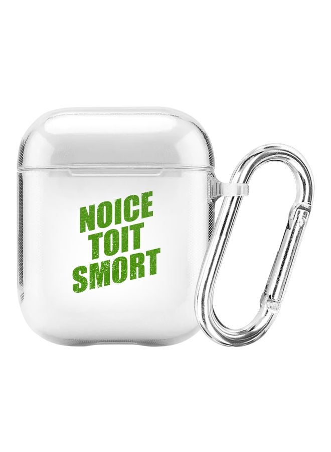 Stylizedd Classic Clear Series Noice Toit Smort Printed Case Cover With Carabiner For Apple AirPods 2/1 Clear/Green  - Image 1