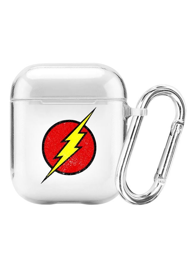 Stylizedd Classic Series Who Flash? Printed Case With Carabiner For Apple AirPods 2/1 Clear/Red/Yellow  - Image 1