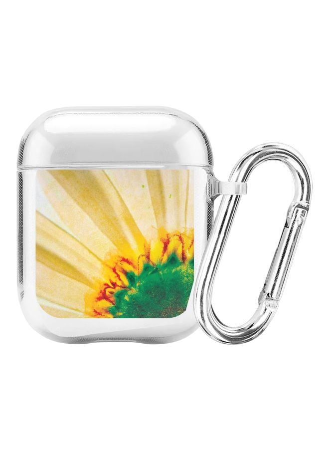 Stylizedd Classic Series Bloomin Sunflower Printed Case Cover With Carabiner For Apple AirPods 2/1 Clear/Brown/Yellow  - Image 1