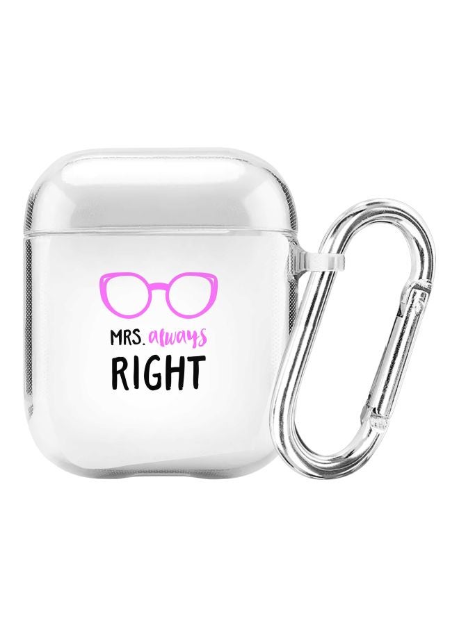 Stylizedd Classic Series Mrs. Always Right Printed Case Cover With Carabiner For Apple AirPods 2/1 Clear/Pink/Black - Image 1