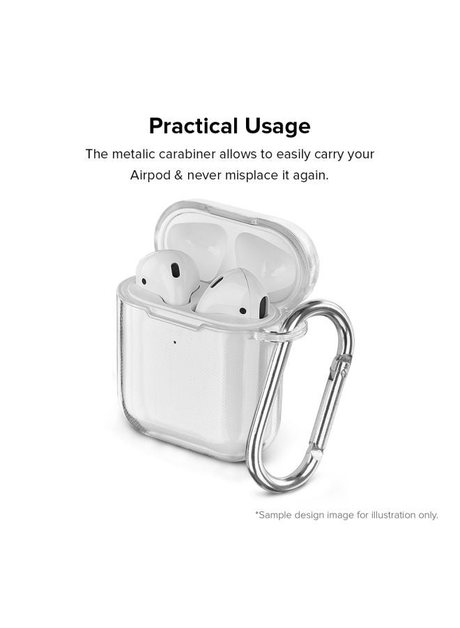 Stylizedd Classic Series Orange Fall Printed Case Cover With Carabiner For Apple AirPods 2/1 Clear/Red/Orange - Image 3