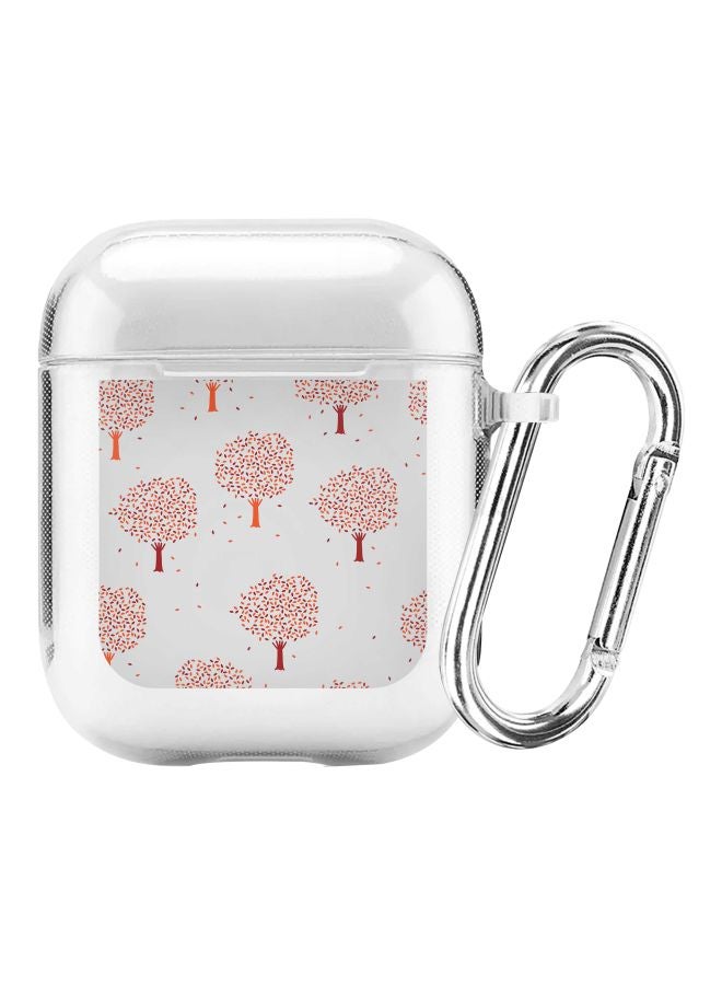 Stylizedd Classic Series Orange Fall Printed Case Cover With Carabiner For Apple AirPods 2/1 Clear/Red/Orange - Image 1