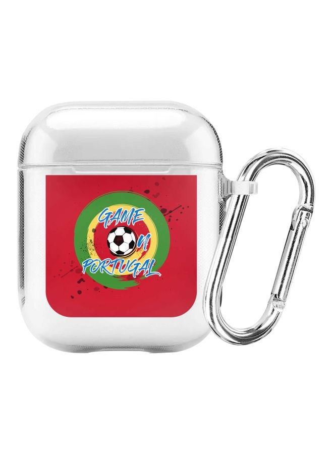 Stylizedd Classic Series Game On Portugal Printed Case Cover With Carabiner For Apple AirPods 1/2 Clear/Black/Red  - Image 1