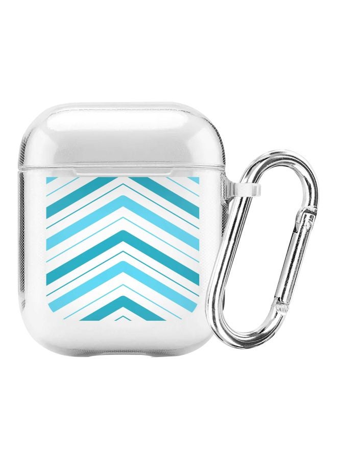 Stylizedd Classic Series Only Way Is Up Printed Case Cover With Carabiner For Apple AirPods 2/1 Clear/White/Blue  - Image 1