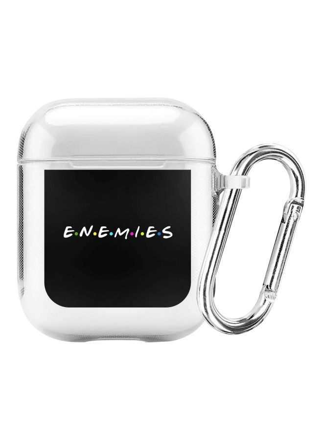 Stylizedd Classic Clear Series Enemies Printed Case Cover With Carabiner For Apple AirPods 2/1 Clear/Black/Yellow  - Image 1