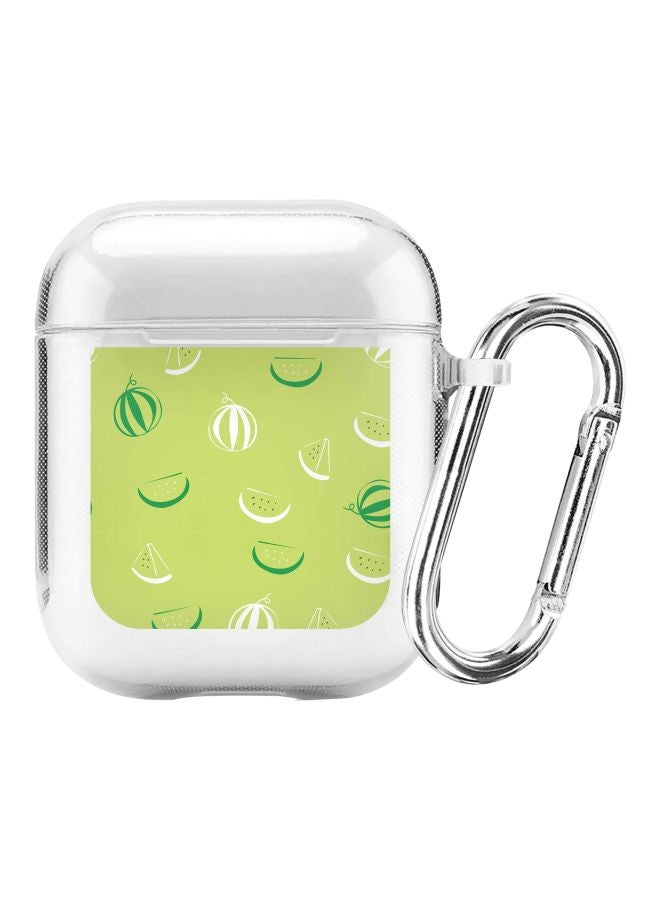 Stylizedd Classic Series Watermelon Bits Printed Case Cover With Carabiner For Apple AirPods 1/2 Clear/Green - Image 1