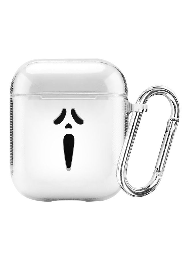 ستايلايزد غطاء حماية من سلسلة كلاسيك بطبعة مستوحاة من فيلم "Scream" مع حلقة للتعليق لسماعات أبل آيربودز 2/1 شفاف/ أسود - Image 1