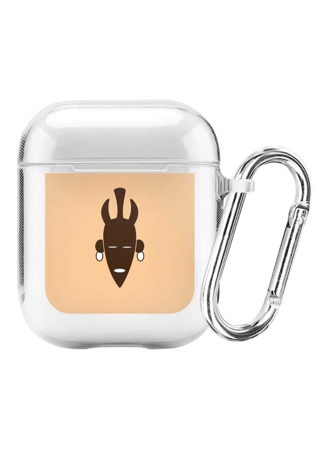Stylizedd Classic Clear Series Tribal Doctor Printed Case Cover With Carabiner For Apple AirPods 2/1 Clear/Beige/Brown  - Image 1