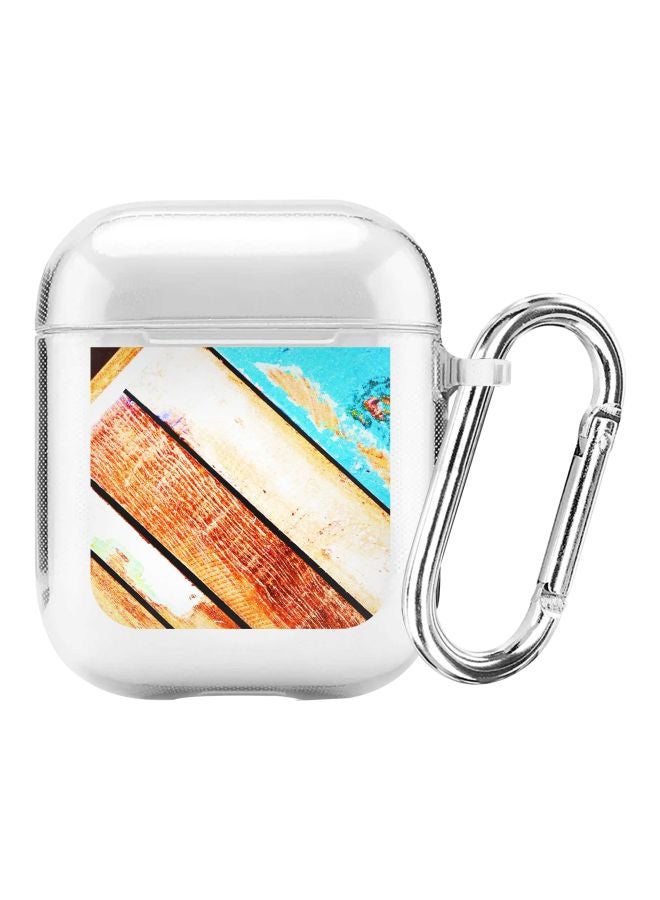 Stylizedd Classic Series Wooden Pier Printed Case With Carabiner For Apple AirPods 2/1 White/Blue/Orange - Image 1