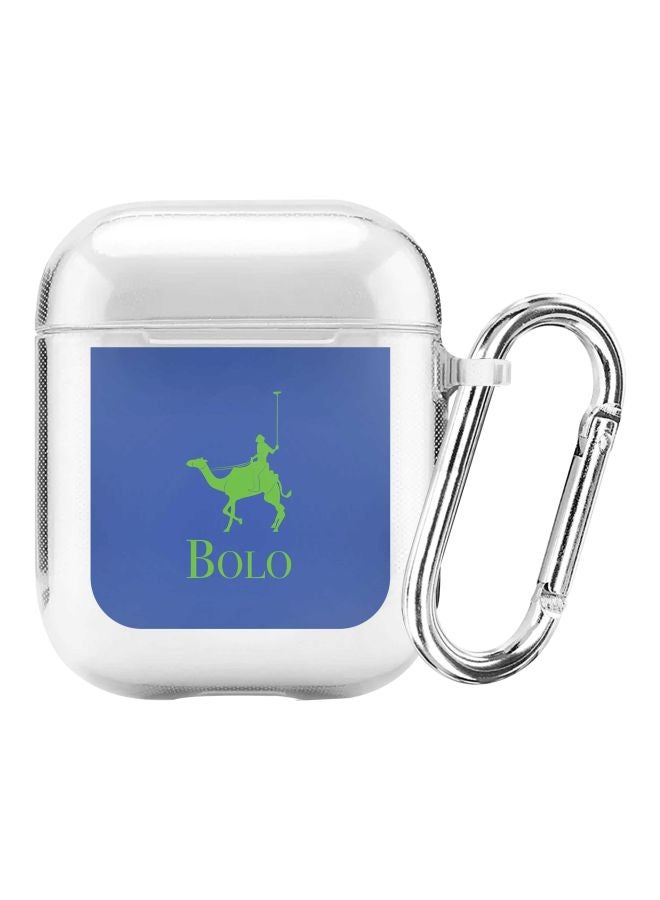 ستايلايزد غطاء حماية بطبعة كلمة "Bolo" مع حلقة للتعليق لسماعات أبل آيربودز 2/1 أزرق / أخضر - Image 1