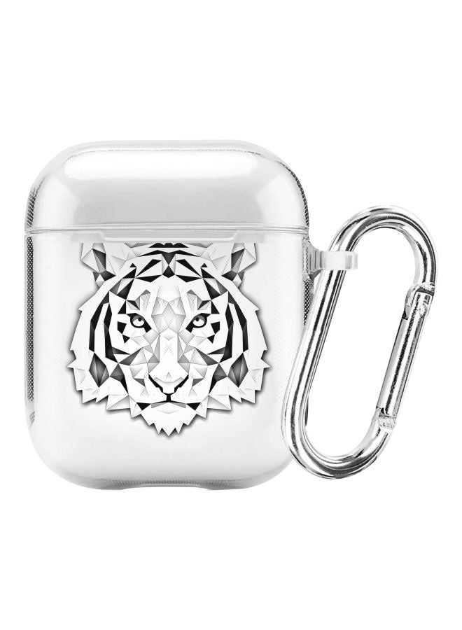 Stylizedd Classic Series Poly Tiger Printed Case Cover With Carabiner For Apple AirPods 1/2 Clear/Black - Image 1