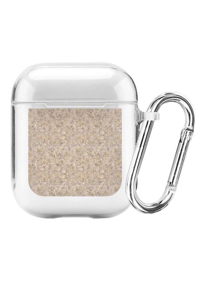Stylizedd Classic Series Arabesque Tiles Patterned Case Cover With Carabiner For Apple AirPods 1/2 Clear/Brown - Image 1