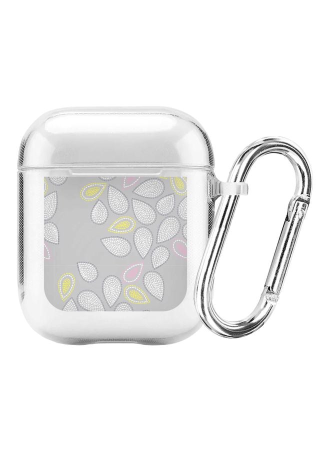 ستايلايزد غطاء حماية مزين بطبعة دموع من سلسلة كلاسيك مع حلقة تعليق لسماعة أبل آيربودز 2/1 شفاف/رمادي/أصفر - Image 1