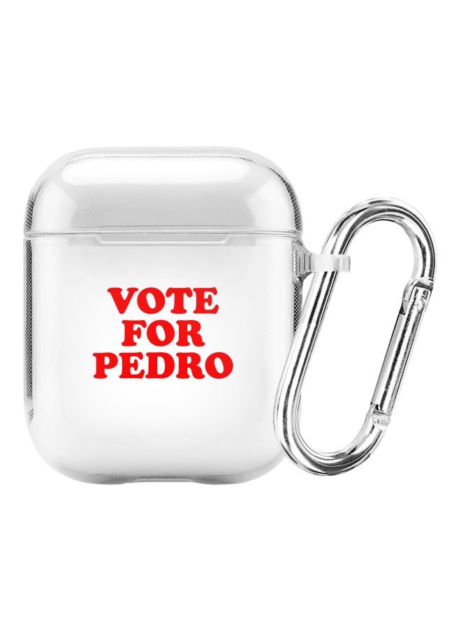 Stylizedd Classic Series Vote For Pedro Printed Case Cover With Carabiner For Apple AirPods 2/1 Clear/Red  - Image 1