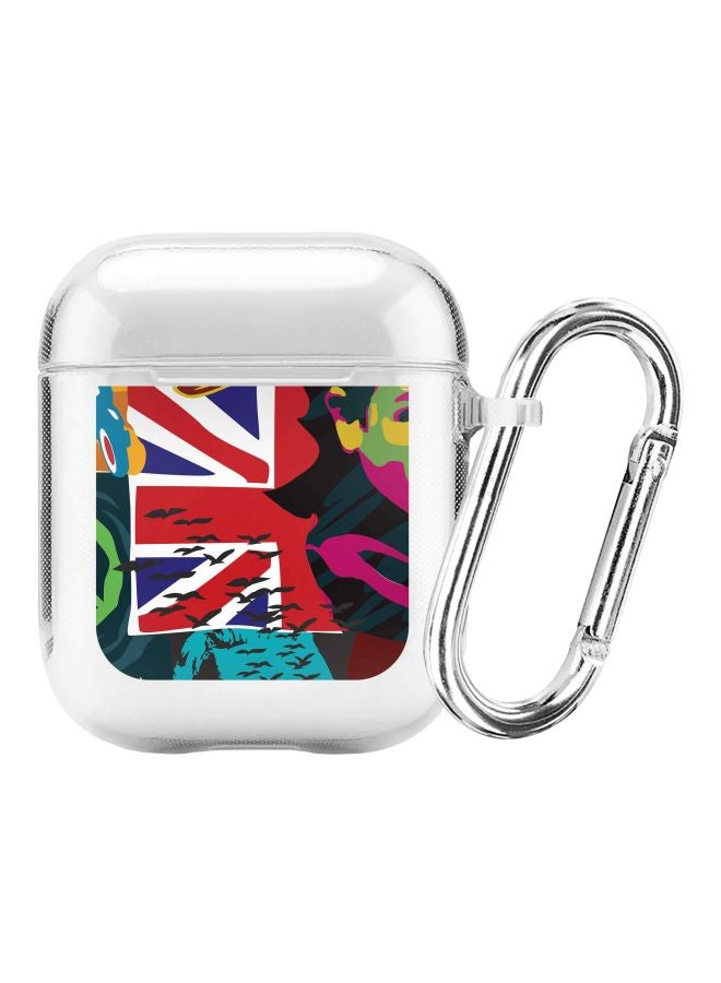 Stylizedd Classic Series Retro Spy Printed Protective Case With Carabiner For Apple AirPods 2/1 Clear/Red/Blue  - Image 1