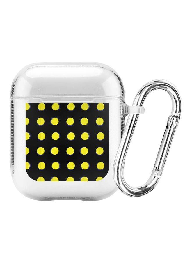ستايلايزد غطاء حماية مزين بطبعة نقاط ومزود بحلقة معدنية من سلسلة كلاسيك لسماعات أبل آيربودز 1/2 شفاف/أسود/أصفر - Image 1