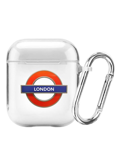 London Printed Case With Carabiner For Apple AirPods Pro Generation 1/2 (2019) Clear/Red/Blue