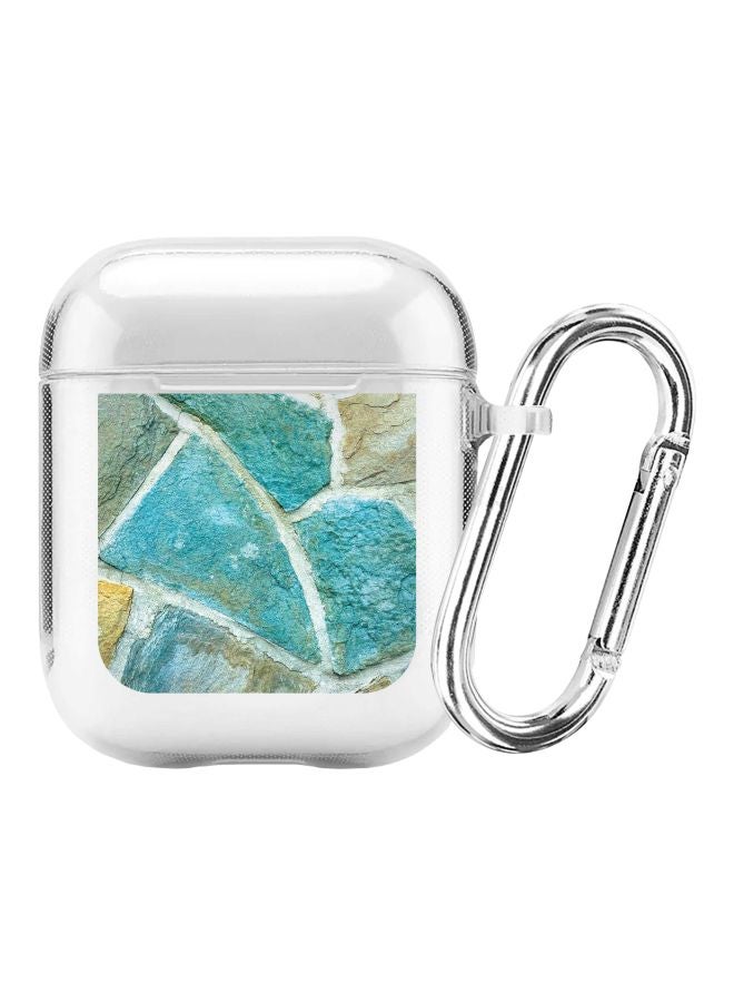 ستايلايزد حافظة حماية بطبعة أحجار باللون الأزرق المائي من سلسلة كلاسيك مزودة بحلقة بقفل زنبركي لسماعات أبل آيربودز ‎1/ 2 شفاف/ أزرق/ أخضر - Image 1
