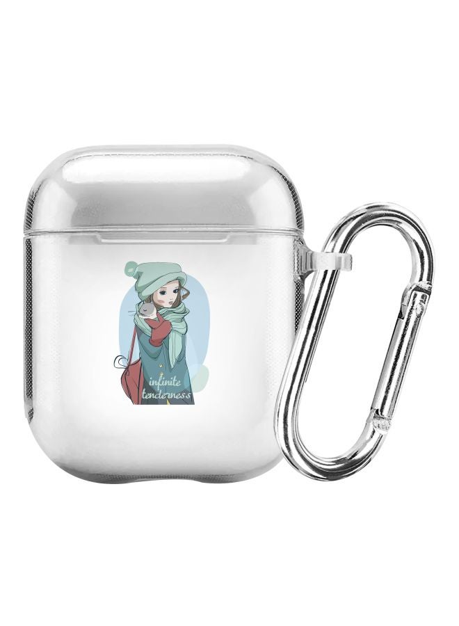 Stylizedd Classic Series Infinite Tenderness Printed Protective Case With Carabiner For Apple AirPods 2/1 Clear/Blue/Red  - Image 1