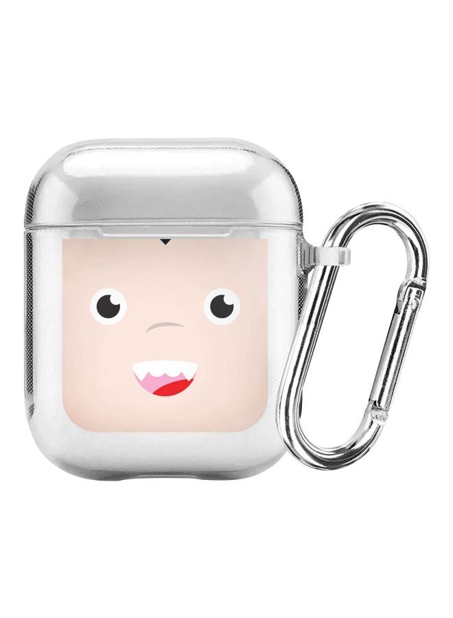 Stylizedd Classic Series Cute Dracula Printed Case Cover With Carabiner For Apple AirPods 1/2 Clear/Pink/White - Image 1