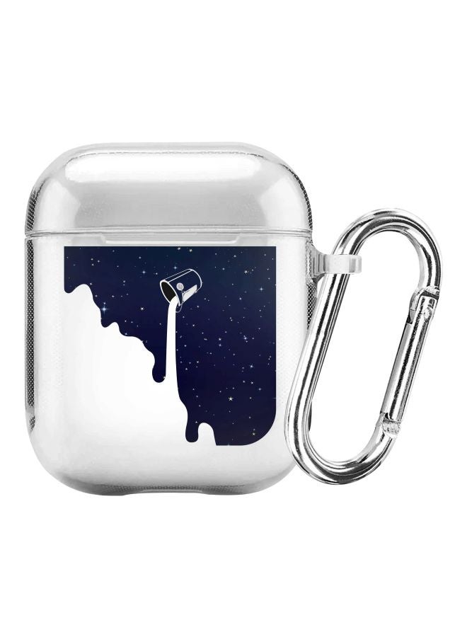 ستايلايزد حافظة واقية مزينة بطبعة تعبر عن مجرة درب التبانة من سلسلة كلاسيك مزودة بحلقة بقفل زنبركي لسماعات أبل آيربودز 2/ 1 شفاف/ أزرق/ أبيض - Image 1