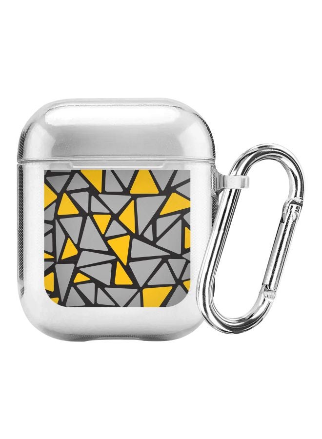 Stylizedd Classic Series Triabstract Printed Case Cover With Carabiner For Apple AirPods 2/1 Clear/Grey/Yellow - Image 1