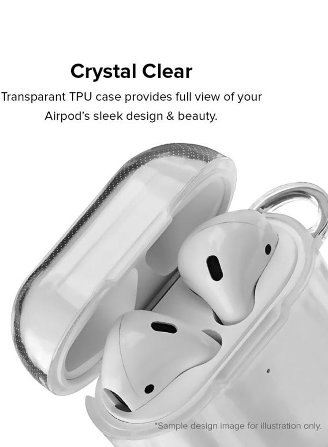 Stylizedd Classic Series Travel Wander Explore Printed Case Cover With Carabiner For Apple AirPods 1/2 Clear/Black/White - Image 2