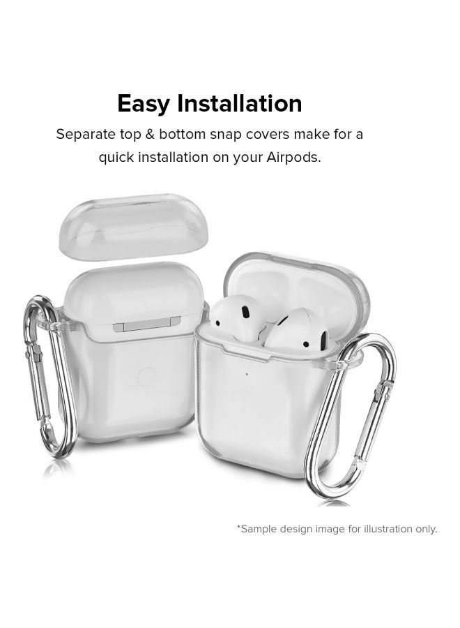 Stylizedd Classic Series Travel Wander Explore Printed Case Cover With Carabiner For Apple AirPods 1/2 Clear/Black/White - Image 4