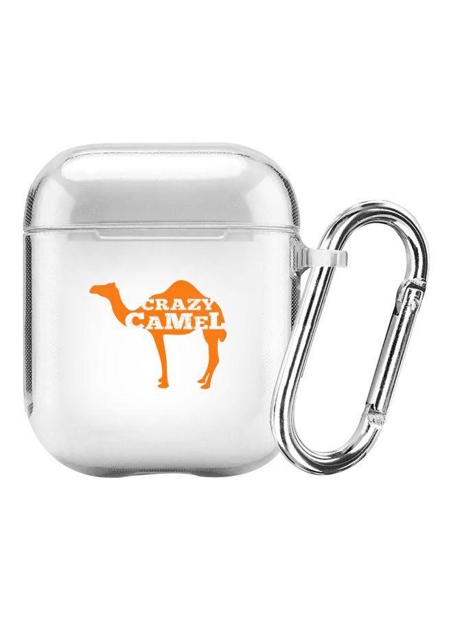 Stylizedd Classic Clear Series Crazy Camel Printed Protective Case For Apple AirPods 1/2 Clear/Orange - Image 1
