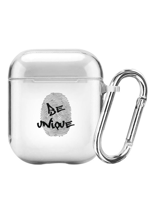 Stylizedd Classic Series Be Unique Printed Case Cover With Carabiner For Apple AirPods 2/1 Clear/Black/Grey - Image 1