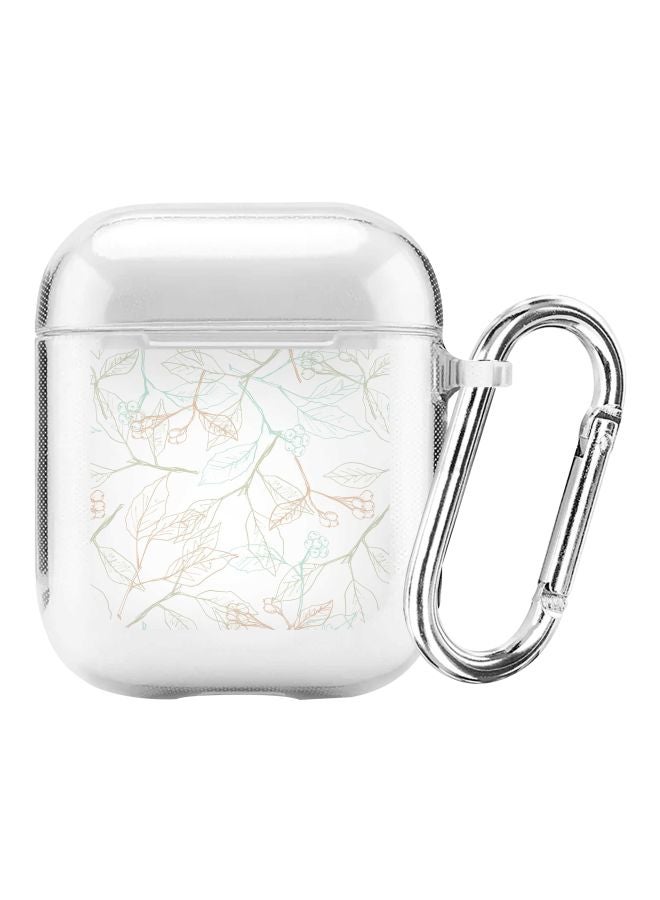 Stylizedd Classic Series Delicate Sprigs Printed Case With Carabiner For Apple AirPods 2/1 Clear/Brown  - Image 1