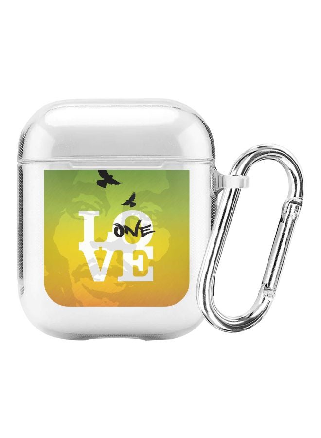 Stylizedd Classic Series One Love Printed Case Cover With Carabiner Cover For Apple AirPods 2/1 Clear/Yellow/Green - Image 1