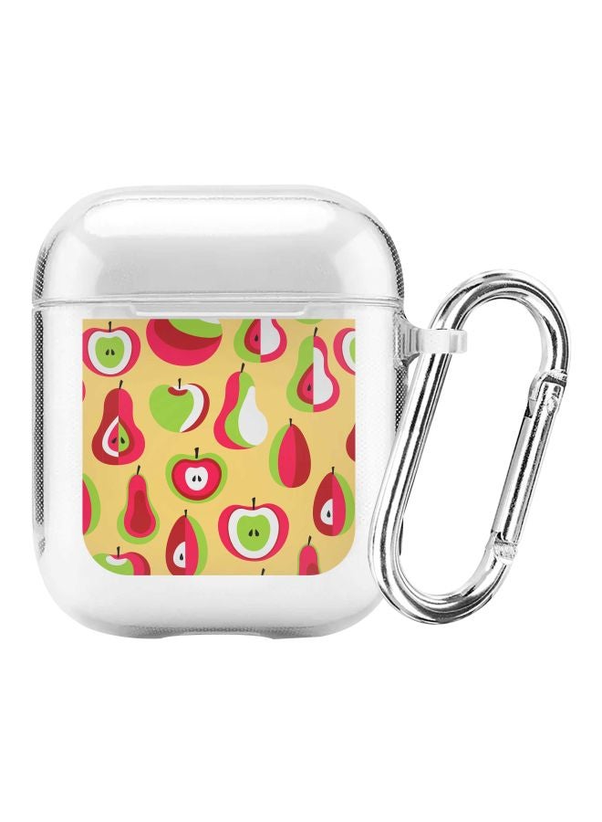 Stylizedd Classic Series Modern Apple Printed Case Cover With Carabiner For Apple AirPods 2/1 Clear/Red/Green  - Image 1