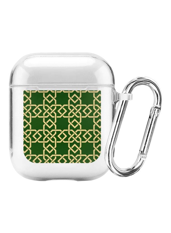 Stylizedd Classic Series Arab Links Printed Case Cover With Carabiner For Apple AirPods 2/1 Clear/Green/Yellow  - Image 1
