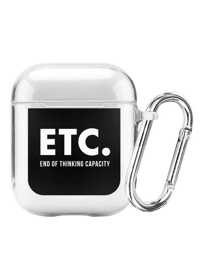 Stylizedd Classic Series End Of Thinking Capacity Printed Case Cover With Carabiner For Apple AirPods 2/1 Clear/Black - Image 1