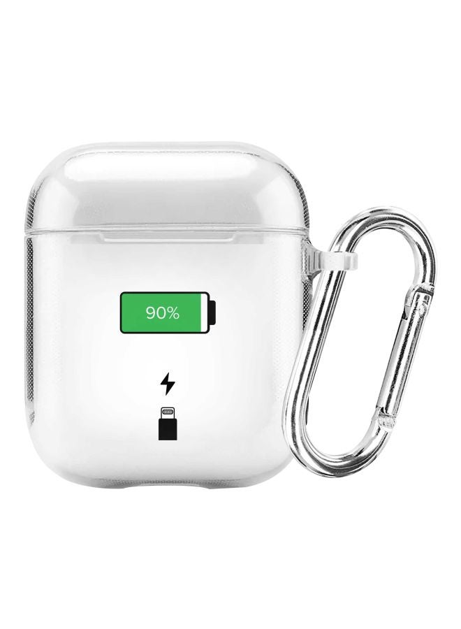 ستايلايزد غطاء حماية من سلسلة كلاسيك بطبعة تعبر عن شحن البطارية مع حلقة تعليق لسماعة أبل آيربودز 1/2 شفاف/ أخضر/ أسود - Image 1