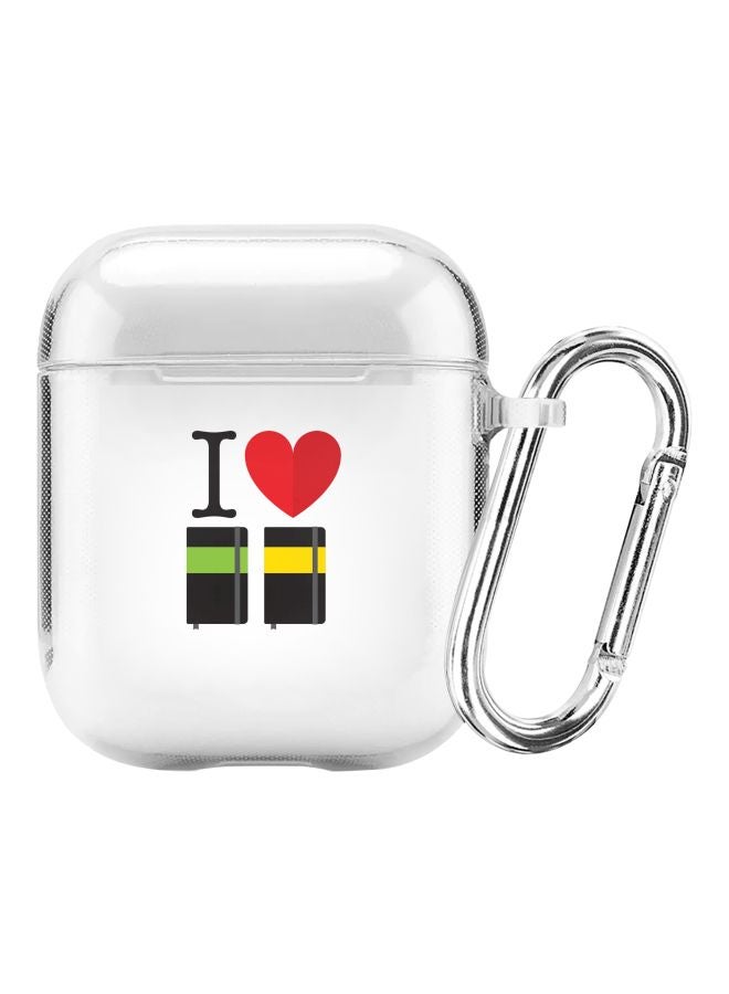 Stylizedd Classic Series I Love Notebook Printed Case With Carabiner For Apple AirPods 2/1 Clear/Black/Red - Image 1