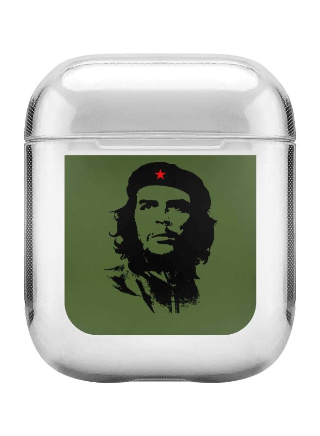 ستايلايزد حافظة واقية من سلسلة كلاسيك كلير بطبعة شخصية تشي جيفارا مزودة بحلقة بقفل زنبركي لسماعة أبل آيربودز 2/1 شفاف/ أخضر/ أسود - Image 1