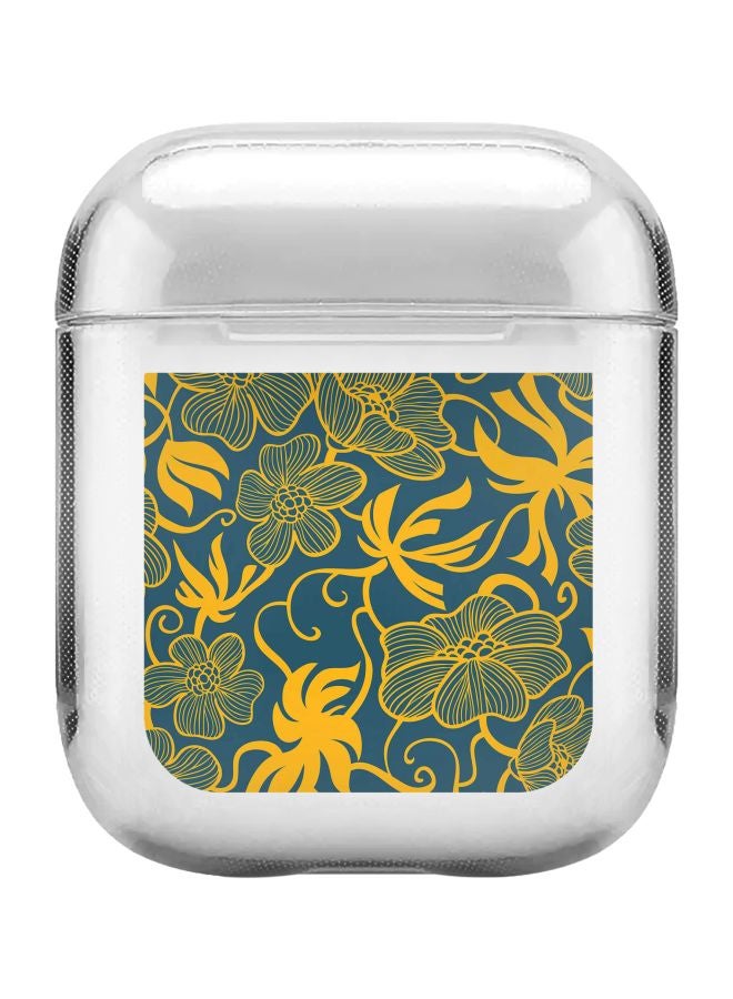 Stylizedd Classic Series Euro Pattern Printed Case Cover With Carabiner For Apple AirPods 2/1 Clear/Blue/Yellow - Image 1