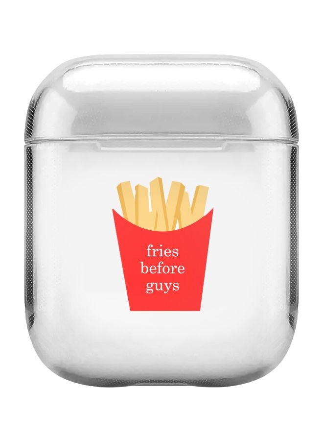 Stylizedd Classic Series Fries BeFore Guys Printed Case Cover With Carabiner For Apple AirPods 2/1 Clear/Red/Yellow - Image 1